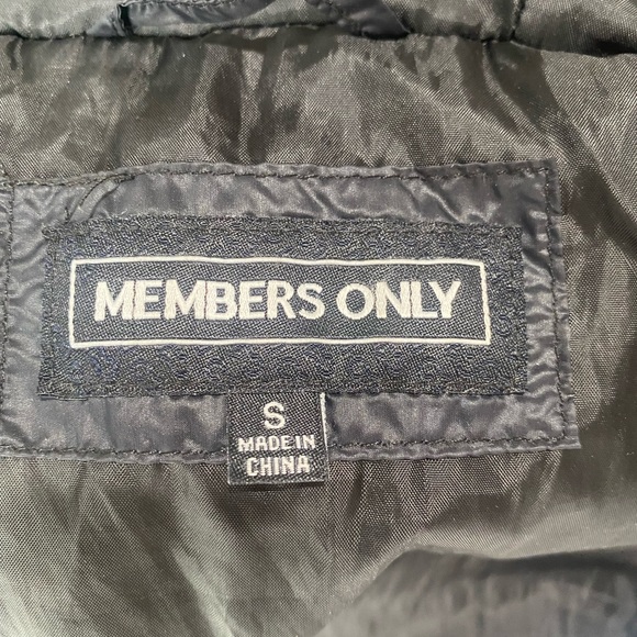 Size Small Members Only Black, Yellow, Blue, and Red Pattern Puffer Coat - Picture 3 of 4